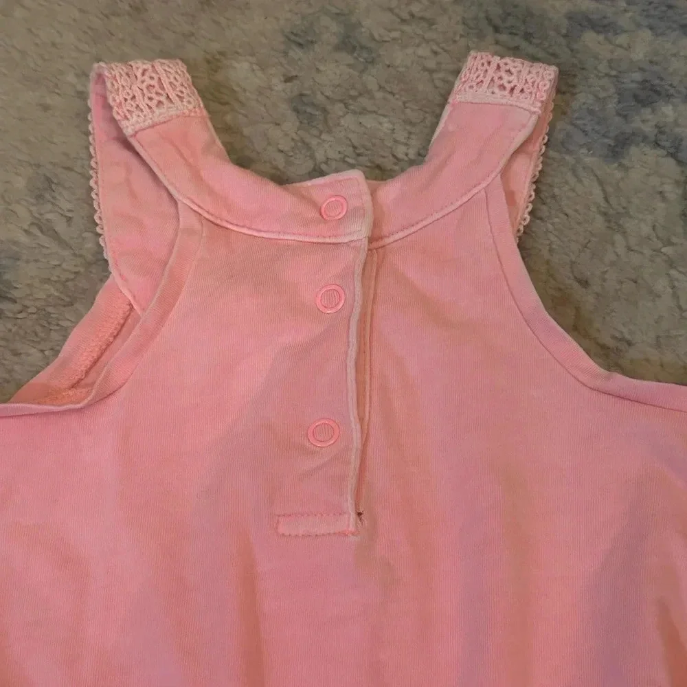 Carter’s Pink Crochet Trim Sleeveless Romper Girls Size 2T